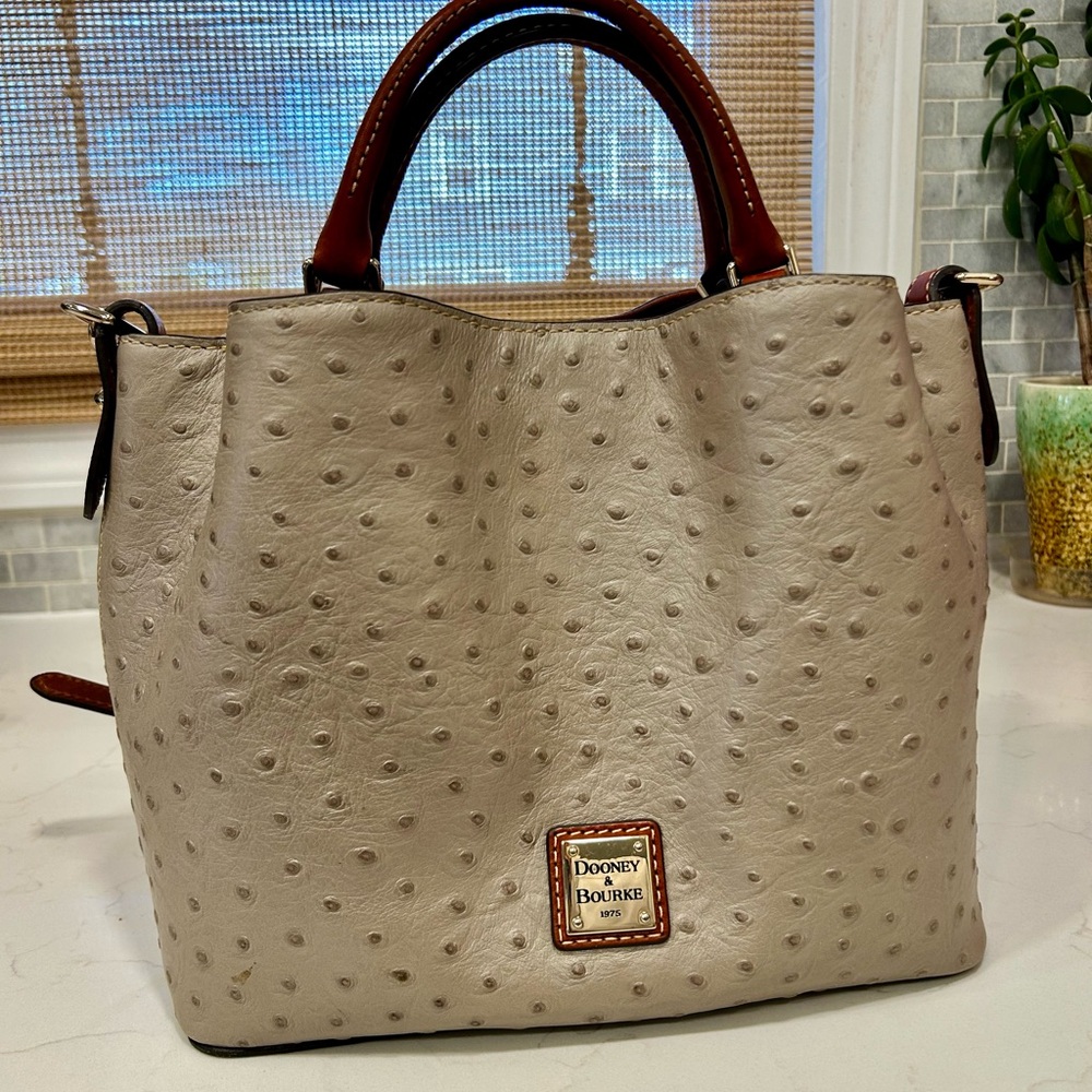 Dooney & Bourke Ostrich-Embossed Leather Brenna Handbag Shoulder Bag